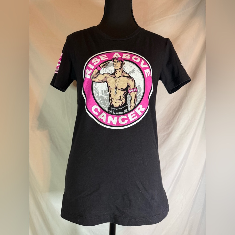 WWE John Cena “Rise Above Cancer” Black T-Shirt 🎀💪‎